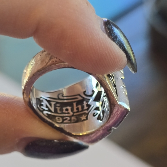 Night Rider Men's Sterling Silver Red Ruby Gemstone Ring 9 - Picture 10 of 11